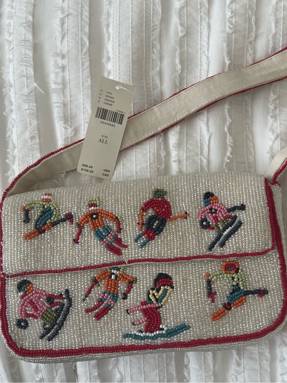 Anthropologie beaded skiers shoulder bag. NWT